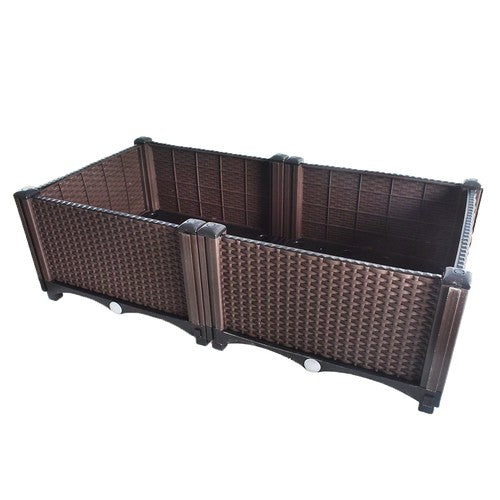 DURAFORCE Set of 2 Elevated Plastic Planter Box Elevated Raised Garden Bed Indoor Outdoor