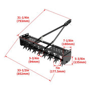 DURAFORCE 32 Inch Tow Behind Spike Aerator Tractor Lawn Soil Aerator w/ Steel Spike Disks