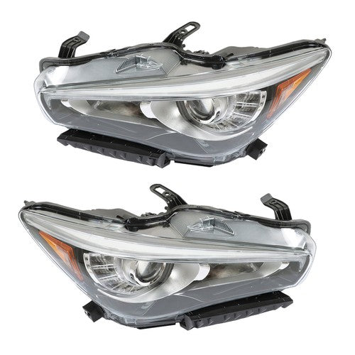 DURAFORCE Pair Projector For Infiniti Q50 2014-2017 Passenger+Driver Side Clear Headlights