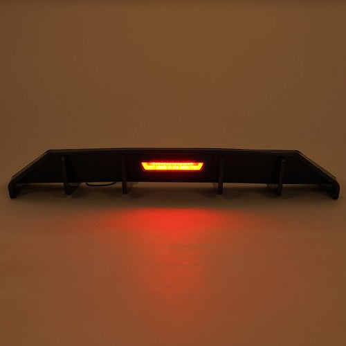 For Hyundai Elantra 21-23 Rear Bumper Diffuser Lip W/ Led Light Carbon Look