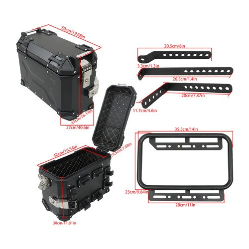 DURAFORCE 36L Motorbike Hard Side Saddlebag Box Trunk Tour with Support Racks 2×Side Case