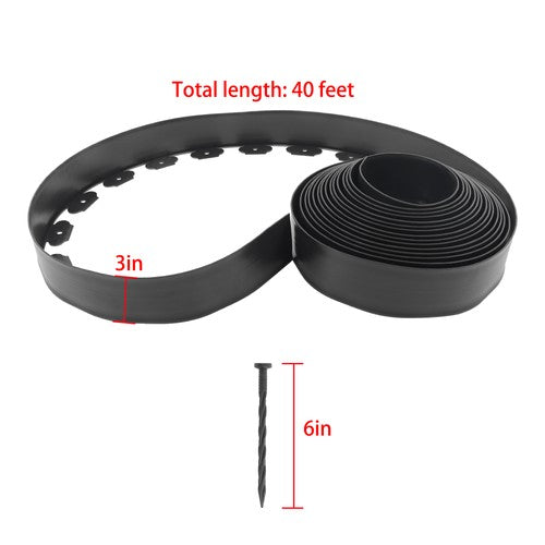 DURAFORCE No Dig Lawn Border L-shaped Lawn Garden Edging Kit With Anchoring Spikes Plastic