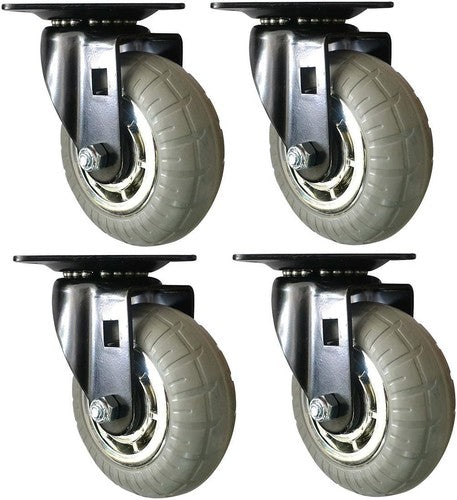 DURAFORCE 4-Pack 4" Casters - Soft Rubber Non-Marking Wheels with Chrome Spoke
