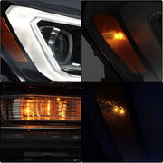 DURAFORCE Headlights Halogen W/LED Tube Headlamps For GMC Acadia 2013-2016 2PCS Clear Lens