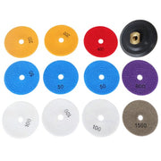 DURAFORCE 12PCS Diamond Polishing Pads Wet Dry 4 Inch Set Kit For Granite Concrete Marble
