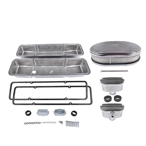 DURAFORCE Polished Valve Cover Breather PCV Valve Air Cleaner For 58-86 SBC Chevy 350 400
