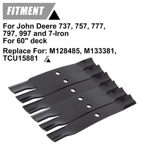 DURAFORCE 12 Mower Blades Fit John Deere #TCU15881 737 757 777 797 60" Decks #M131958