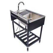 DURAFORCE 28.3in Stainless Steel Utility Sink, Free Standing Laundry Sink with Washboard