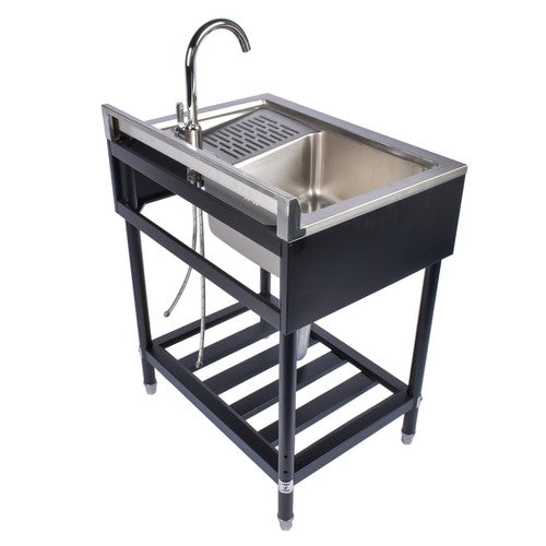 DURAFORCE 28.3in Stainless Steel Utility Sink, Free Standing Laundry Sink with Washboard