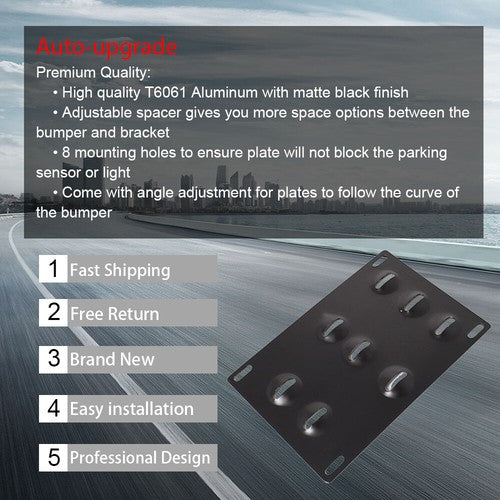 DURAFORCE For Audi A4 S4 A5 S5 A7 Front Bumper Tow Hook License Plate Mount Bracket Holder