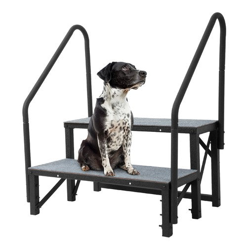 2 Step RV Steps With 2 Handrails And Step Mat 660 Lbs Load Capacity For Trailers