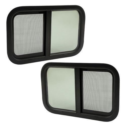DURAFORCE Universal 16 x 25 Horizontal RV Window Tinted Glass Sliding for RV Camper 2 Pack