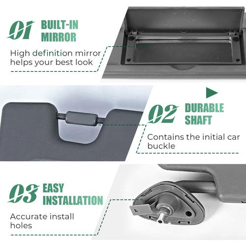 DURAFORCE Atlas Gray Sun Visor Dark Gray Pair For 2006-2011 Honda Civic Left & Right