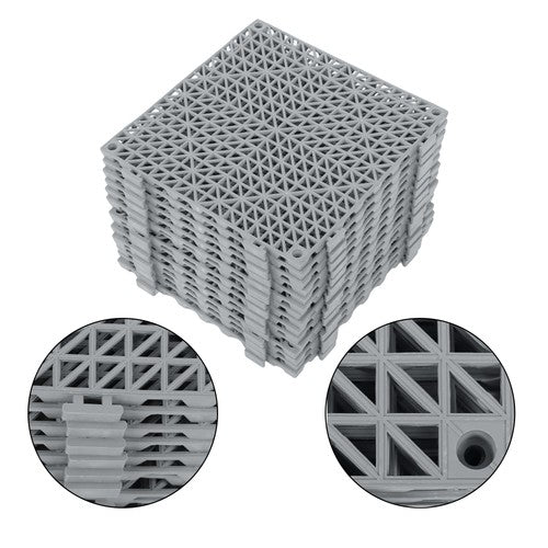 DURAFORCE 50PCS 12 x 12in Interlocking Drainage Floor Tiles Modular Interlocking Tile Gray