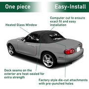 DURAFORCE Black Convertible Soft Top w/Heated Glass Window For Mazda Miata 1990-2005 99-05