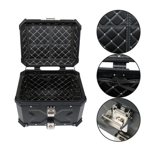 DURAFORCE 45L Black Motorcycle Top Case Tail Box Waterproof Luggage Scooter Trunk Storage