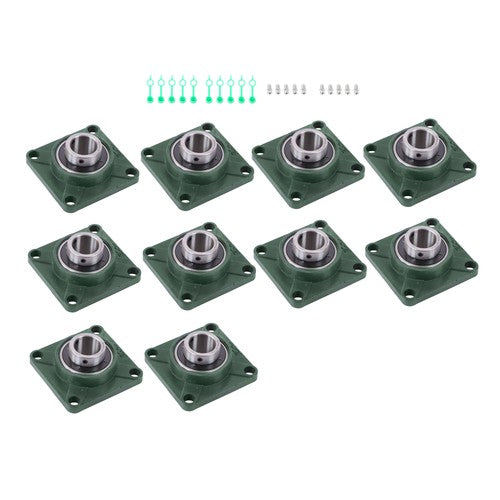 DURAFORCE 10 Pack UCF208-24 Pillow Block Bearing 1 1/2" Bore 4-Bolt Self-Alignment