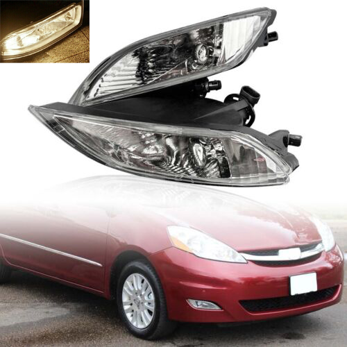 Pair Halogen Front Bumper Fog Lights Driving Lamp for Toyota Sienna 2006-2010
