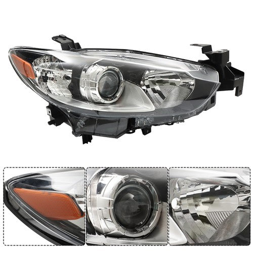 DURAFORCE Fit For Mazda 6 2014-2017 Black Halogen Clear Lens RH+LH Side Headlight Assembly