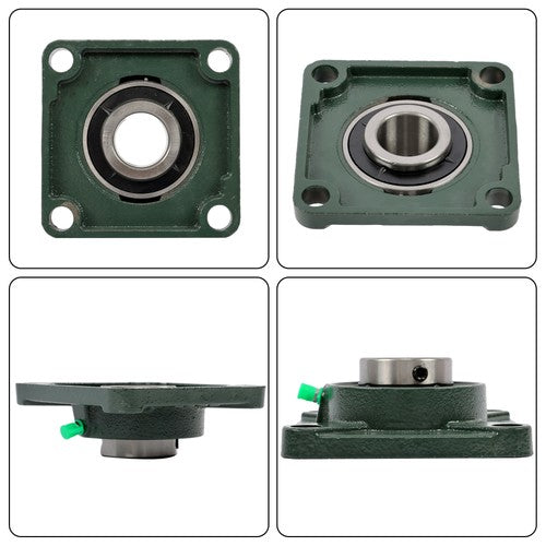 DURAFORCE 2 × UCF207-20 1-1/4" Bore Pillow Block Flange Bearing 4 Bolt Solid Base