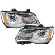 DURAFORCE Pair Set For Chrysler 300 2011-2014 Headlight Replacement Halogen Clear Lens L+R