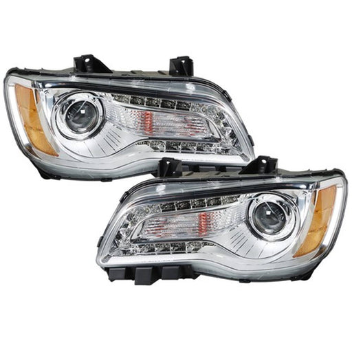DURAFORCE Pair Set For Chrysler 300 2011-2014 Headlight Replacement Halogen Clear Lens L+R