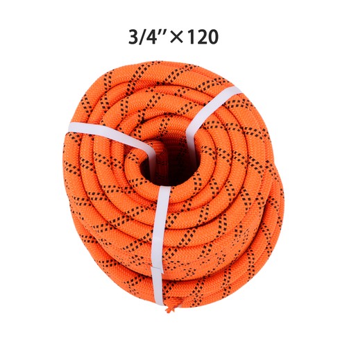 DURAFORCE Orange & Black 48 Strands Polyester Braided Arborist Bull Rope 8626lbs 3/4"×120'