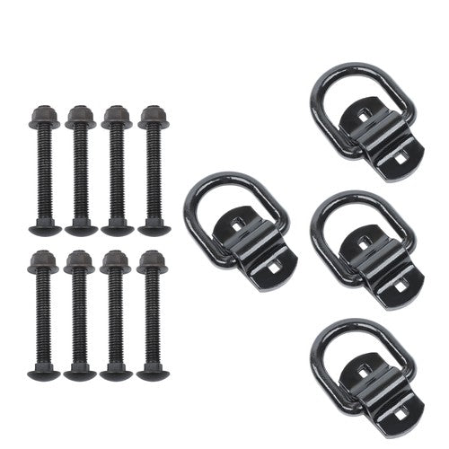 DURAFORCE 1/2" Heavy Duty Bolt-On Forged D Ring,12000Lbs Break Strength (Pack of 4) Black