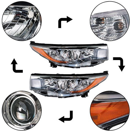 DURAFORCE Driver&Passenger Halogen For 2014-2016 Toyota Highlander Tail Lights+Headlights