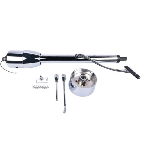 DURAFORCE 28" Chrome Tilt Manual Style Steering Column with Wheel Adapter No Key Hot Rod