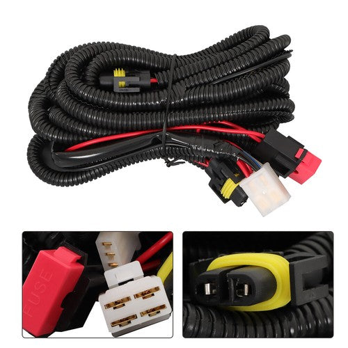 DURAFORCE Switch Bulbs Bezel Wire Harness Black Fog Light Kit For 07-10 Hyundai Elantra
