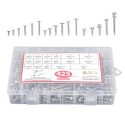 DURAFORCE 425 Pcs 410 Stainless Steel Self-Tapping Screws, #8 #10 Self-Drilling Set