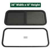 DURAFORCE RV Window 36" Width x 15" Height Horizontal Slider For Cargo Trailer W/ Screen