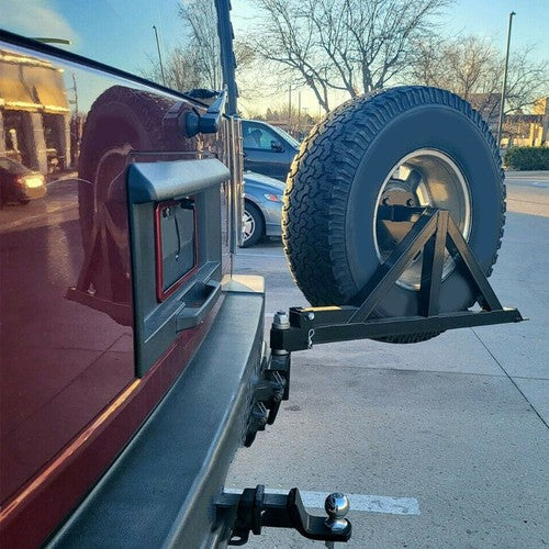 DURAFORCE Black Spare Tire Carrier For 2003-2009 HUMMER H2 Rack w/ Drop-down Option Rear