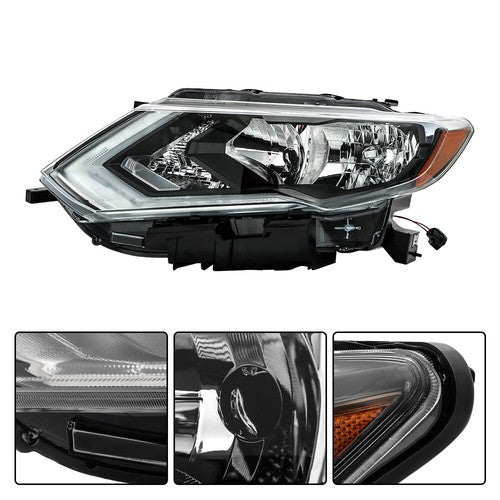 DURAFORCE Headlight Headlamps Assembly Fit For 2017-2019 Nissan Rogue LH Side Clear Lens