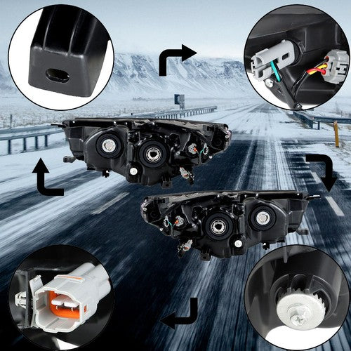 DURAFORCE Front Headlights Headlamps For Toyota Highlander 2014-2016 Left+Right Side Clear