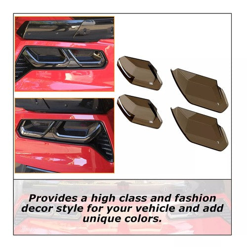 DURAFORCE Rear Tail Light Blackout Lens Kit For Chevy Corvette C7 2014-2019 Smoked Acrylic