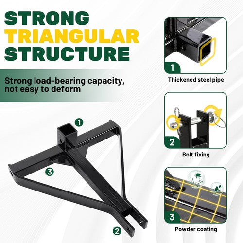 DURAFORCE 3 Point Hitch 2'' Trailer Receiver Hitch Tow Drawbar Category 1 Tractor Adapter
