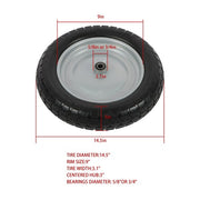 DURAFORCE 2PCS 14.5x4-8 Solid Wheels w/Toothed Tread, Silver Hub Black&Silver Replace Tire