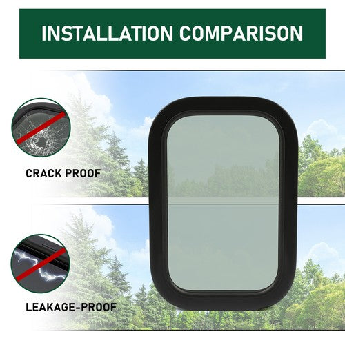 Vertical RV Window Cargo Trailer With Trim Ring Screws Tinted Glass 12 x 18 x 1 1/2