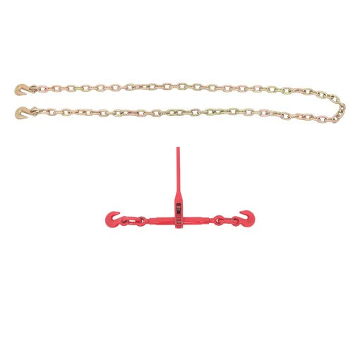 DURAFORCE Chain and Bundle Kit Steel Red 3/8in-1/2in×10ft G80 Width 24-31in Steel 9215lbs