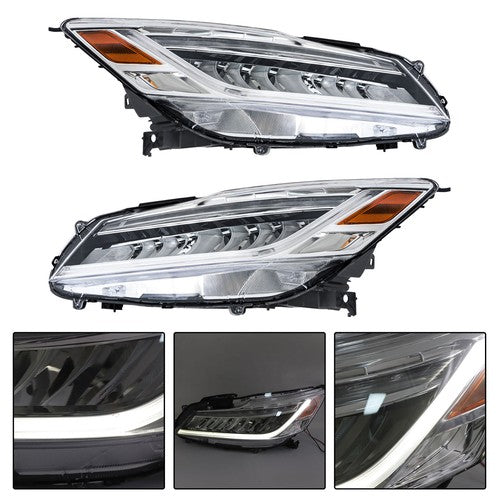 DURAFORCE Headlights Fit For Honda Accord Sedan 2016-2017 Projector LH & RH Pair Set LED