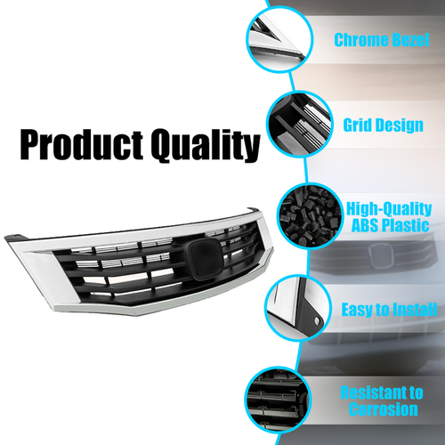 DURAFORCE HO1200189 Front Upper Bumper Grille Chrome Grill for Honda Accord 2008-2010
