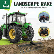 DURAFORCE For ATV UTV Lawn Garden Tractors 60" Landscape Rake W/1 Point Hitch Lift Steel