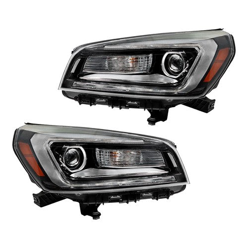 DURAFORCE Headlights Halogen W/LED Tube Headlamps For GMC Acadia 2013-2016 2PCS Clear Lens