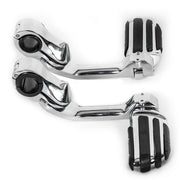 DURAFORCE Chrome Long Highway Foot Pegs For Harley Road King Street Glide 1.25" 1-1/4" Bar