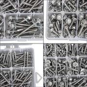 DURAFORCE 425 Pcs 410 Stainless Steel Self-Tapping Screws, #8 #10 Self-Drilling Set