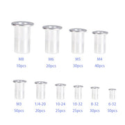 DURAFORCE Metric M3-M8 + SAE 6-32-1/4-20 Aluminum Rivet Nut Rivnut Nutsert Kit 300Pcs