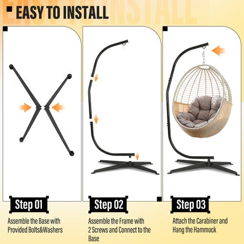 91 Inch Hanging Hammock C Stand For Chair Porch Swing Resistant 360 Degree Steel