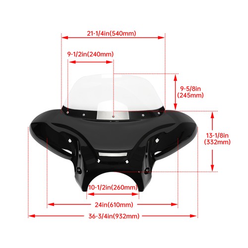 DURAFORCE Universal Front Fairing Batwing Windshield Windscreen For Harley Yamaha Suzuki